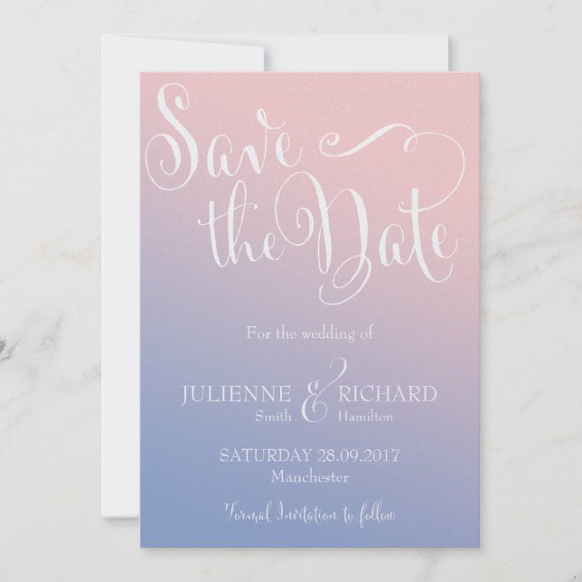 Whimsical Ombre Fairytale Wedding Save the Date (Front)