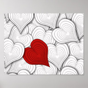 Whimsical Onion Hearts Illustration Poster