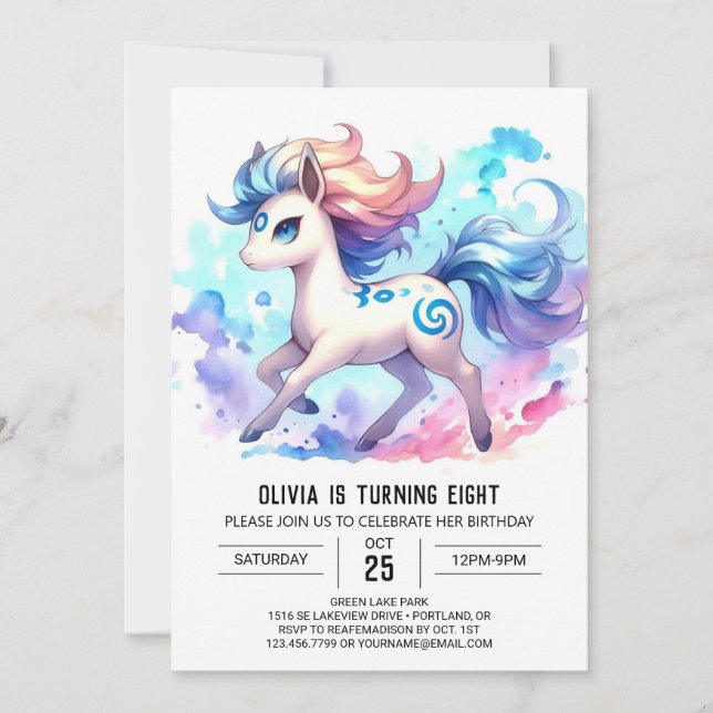 Whimsical Online Horse Birthday Invitation (Front)