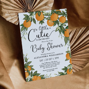 Whimsical Orange Citrus Greenery Baby Shower Invitation
