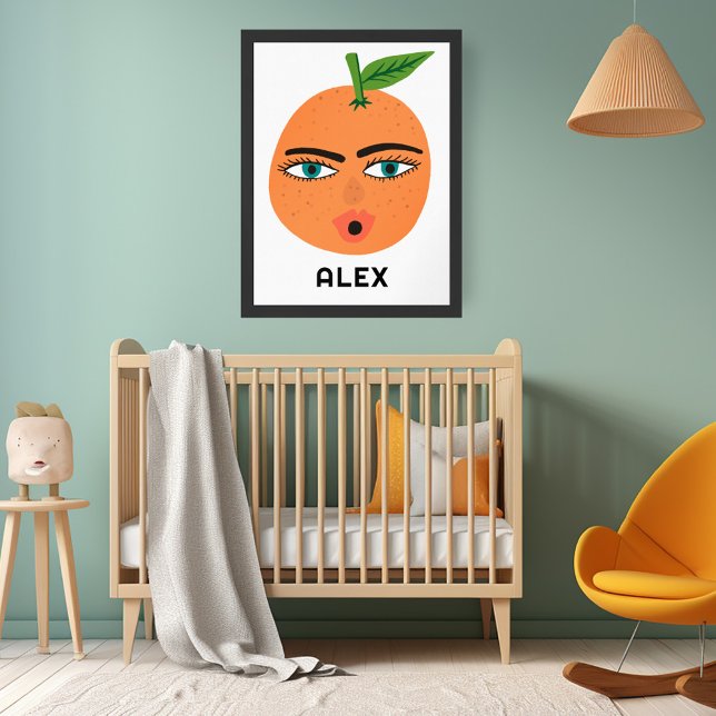 Whimsical Orange CUSTOM BABY NAME Art Poster (Whimsical Orange CUSTOM BABY NAME Art Poster
)