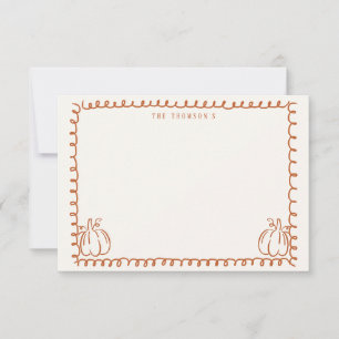 Whimsical orange Fall pumpkin note card