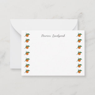 Whimsical Orange Fruit Border Custom Name Card