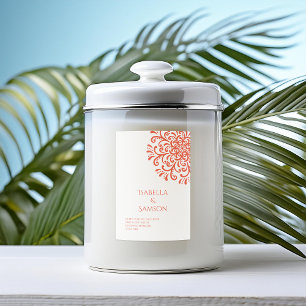 Whimsical Orange Red Flourish Candle Label