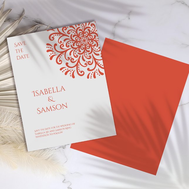 Whimsical Orange Red Flourish Save The Date (Creator Uploaded)