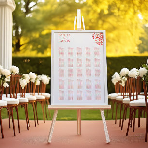 Whimsical Orange Red Flourish seating chart
