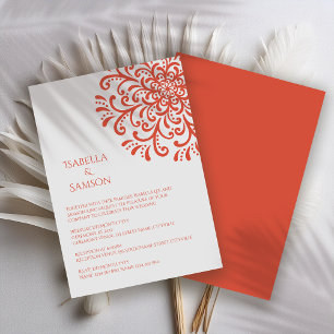 Whimsical Orange Red Flourish Wedding Invitation
