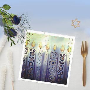 Whimsical Ornamental Candles Hanukkah Napkin