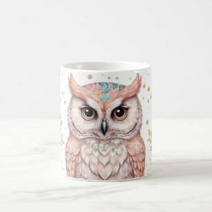 Whimsical Owl and Floral Fantasy Coffee Mug