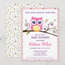 Whimsical Owl Baby Girl Shower Celestial Doodles