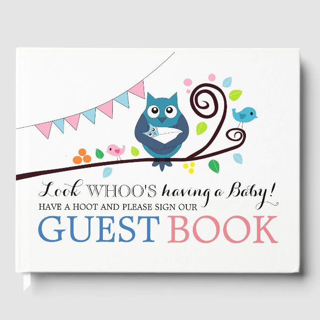 Whimsical Owl Baby Shower Guest Book (Front)