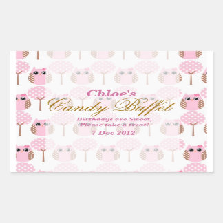 Whimsical Owl Birthday Candy Buffet Sticker