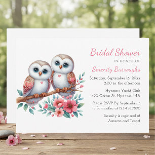 Whimsical Owl Couple Woodland Bridal Shower Invitation