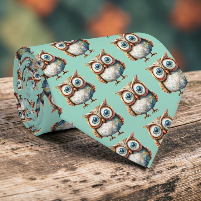 Whimsical Owl Custom Necktie Tie (Creator Uploaded)