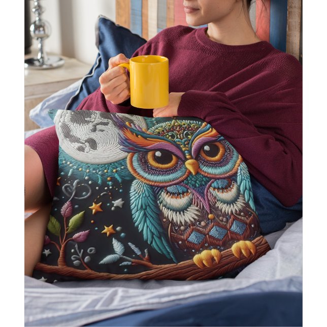 Whimsical Owl Faux Embroidery Cushion (Creator Uploaded)