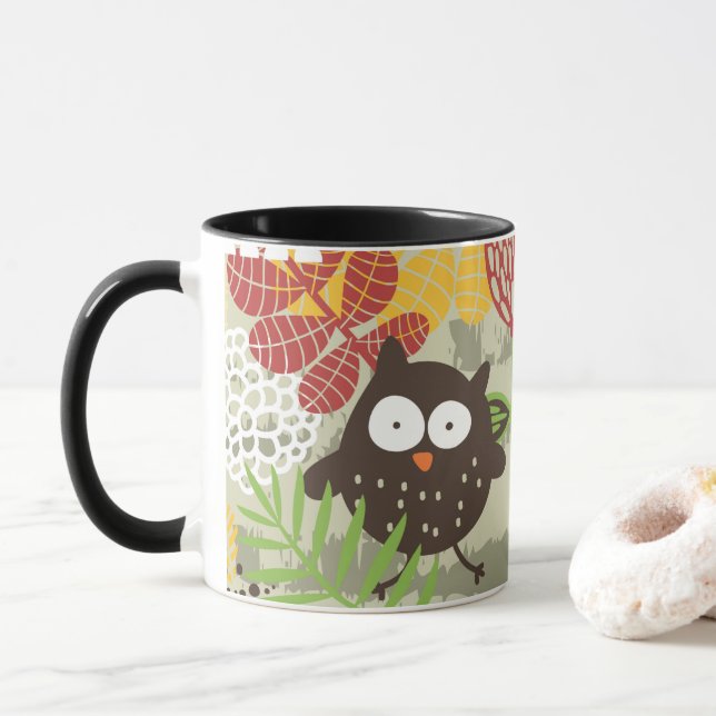 Whimsical owl Mug (With Donut)