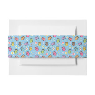 Whimsical Owl Pattern Invitation Belly Band