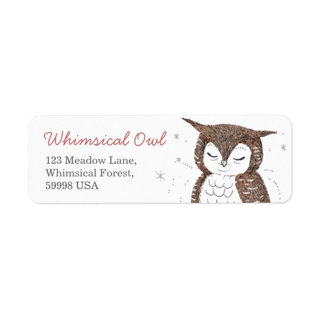 Whimsical Owl Return Address Label (Front)