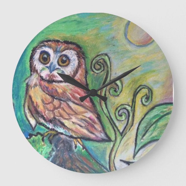 Whimsical Owl Wall Clock (Front)