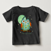 Whimsical Owl Watercolor Style Name School on Back