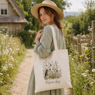 Whimsical Owl Wildflower Meadow  Tote Bag