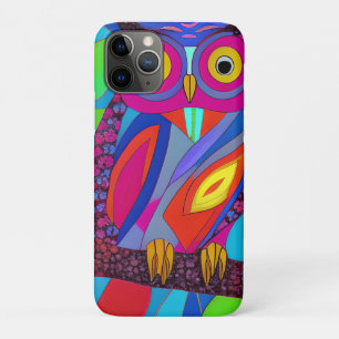 Whimsical Owl with Colourful Feathers iPhone 11 Pro Case