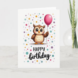 Whimsical Owlet Birthday Card