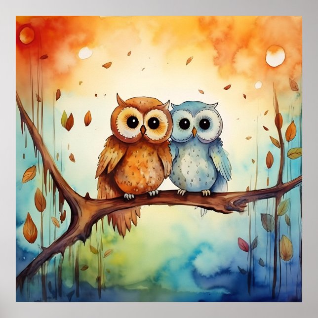 Whimsical Owls Poster (Front)