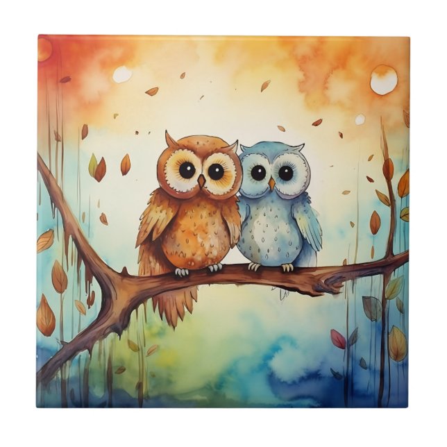 Whimsical Owls Tile (Front)