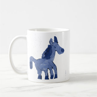 Whimsical Painted Blue Horse Ceramic Coffee Mug