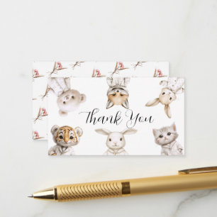 Whimsical Pajama Animals: Thank You Enclosure Card