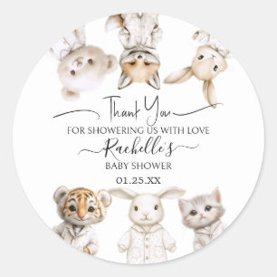 Whimsical Pajama Parade: Baby Shower Thank You Classic Round Sticker