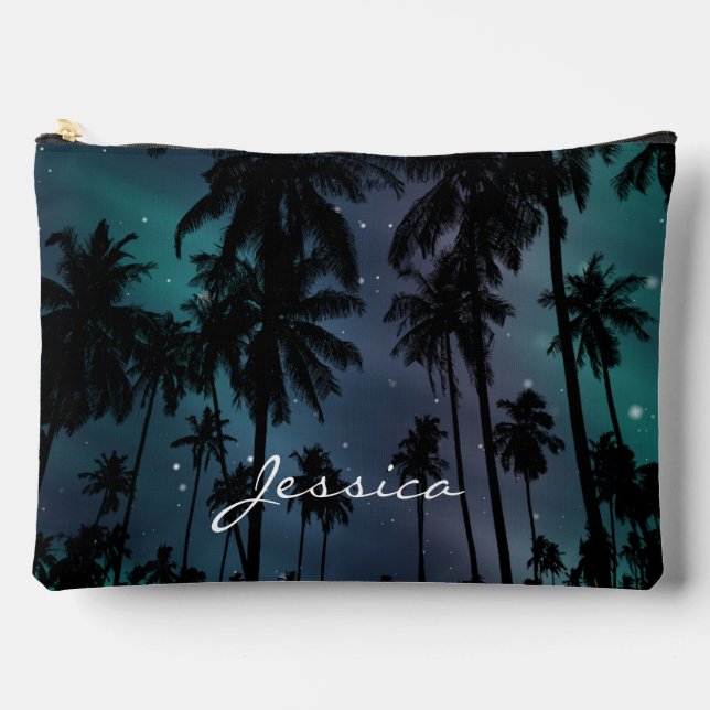 Whimsical Palm Trees Starry Night Sky Personalised Accessory Pouch (Front)