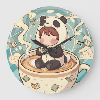 Whimsical Panda Coffee Decorative Wall Clock
