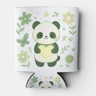 Whimsical Panda Heart Can Cooler