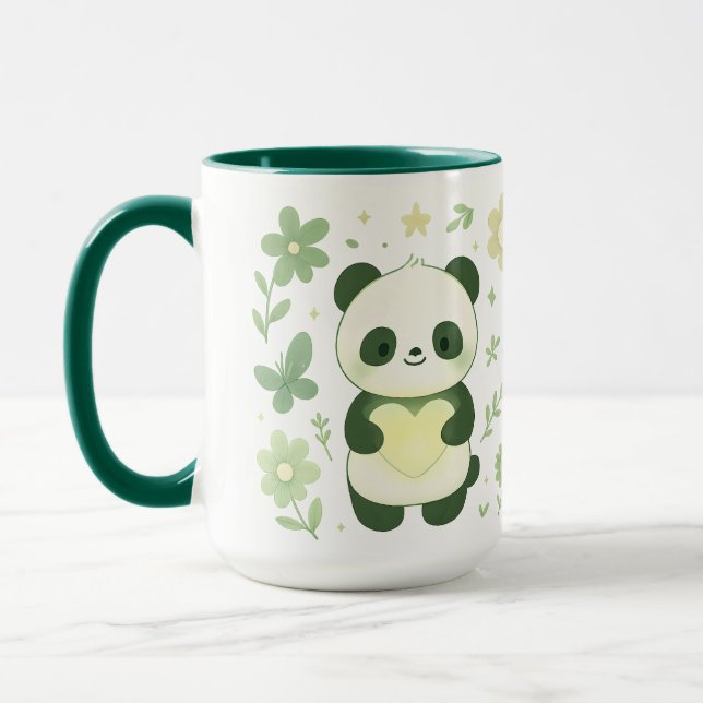    Whimsical Panda Heart Ceramic Mug (Left)