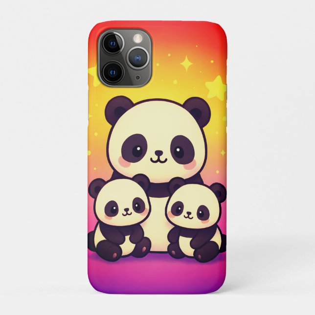 Whimsical Panda Trio in Gradient Dreamscape Case-Mate iPhone Case (Back)