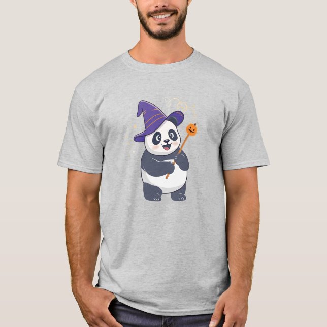 Whimsical Panda Wizard with Magic Hat T-Shirt (Front)