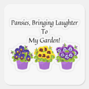 Whimsical Pansies Garden Sticker