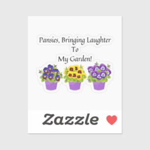 Whimsical Pansies Garden Sticker