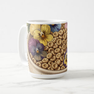 Whimsical Pansy Flower Cereal Bowl Coffee Mug