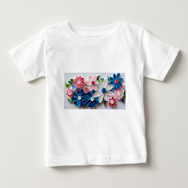 "Whimsical Paper Quilling Flowers" Baby T-Shirt (Front)