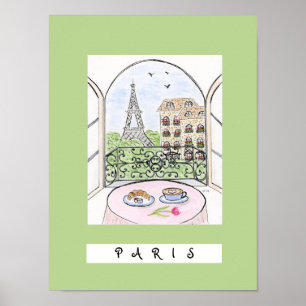 Whimsical Paris and Eiffel Tower "PARIS" Poster
