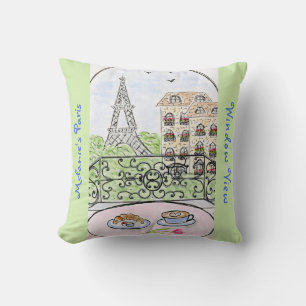 Whimsical PARIS APARTMENT Personaliz Eiffel Tower Cushion