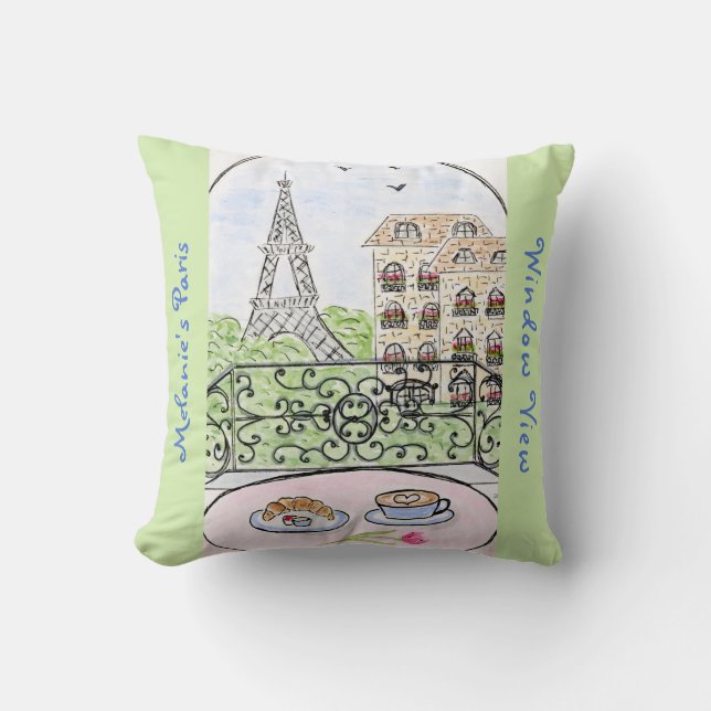 Whimsical PARIS APARTMENT Personaliz Eiffel Tower  Cushion (Front)
