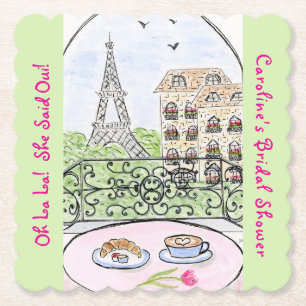 Whimsical Paris Eiffel Tower BRIDAL SHOWER  Paper Coaster