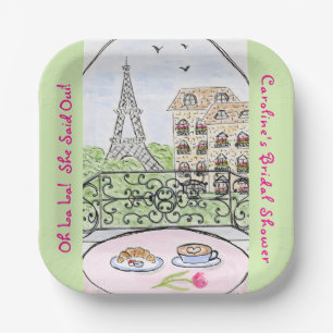 Whimsical Paris Eiffel Tower BRIDAL SHOWER  Paper Plate
