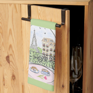 Whimsical Paris Eiffel Tower Cutlery Tea Towel