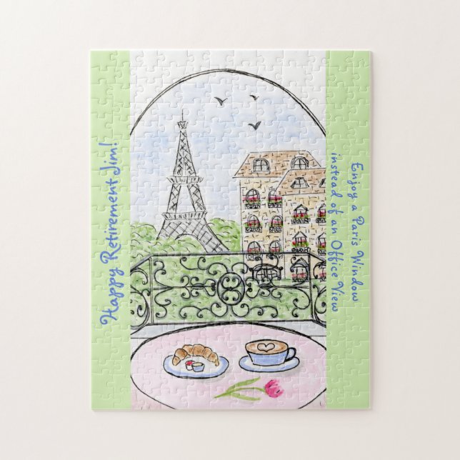 Whimsical Paris Eiffel Tower RETIREMENT Jigsaw Puzzle (Vertical)