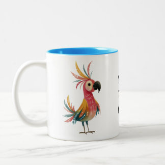 Whimsical Parrot – Bright, Colorful Feathers  Two-Tone Coffee Mug